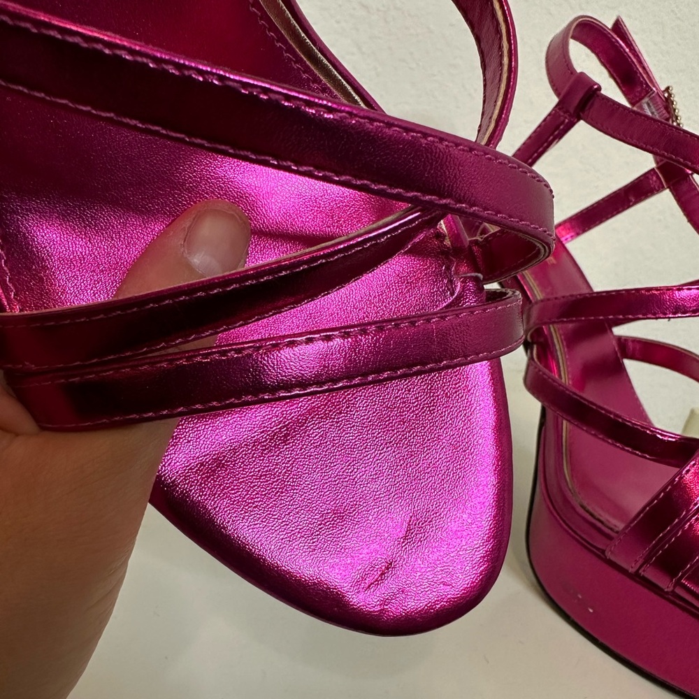 LIKE NEW! KENNETH COLE Allen Strappy Hot Pink Platform High Heel Sandals - Picture 15 of 15